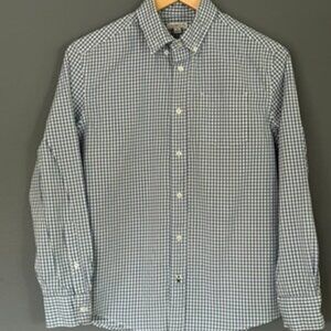 CREW CUTS SIZE 14 BOYS GINGHAM BLUE AND WHITE DRESS SHIRT